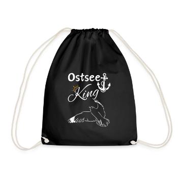 Baltic Sea King-Baltic Sea King Anchor and Seagull - Drawstring Bag - black - Front