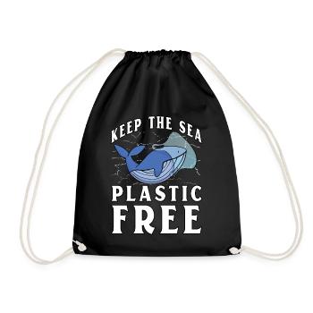 Halten Sie das Meer plastikfrei - Turnbeutel - Schwarz - Vorne