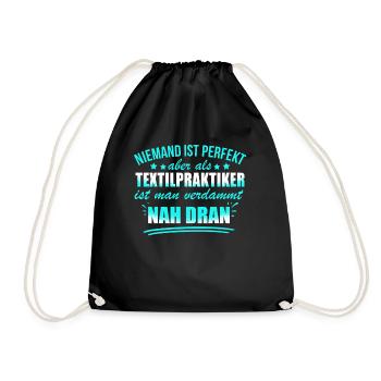 Lustige Textilpraktiker Beruf Textilherstellung - Drawstring Bag - black - Front