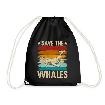 Save the Whales - Drawstring Bag - black - Front
