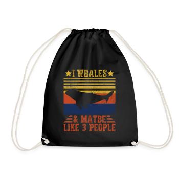I whales and maybe like 3 People - Drawstring Bag - black - Front