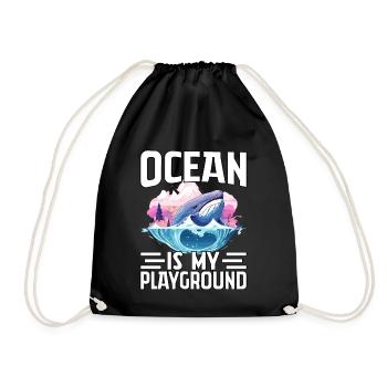 Ocean is my playground - Drawstring Bag - black - Front
