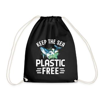 Halten Sie das Meer plastikfrei - Turnbeutel - Schwarz - Vorne