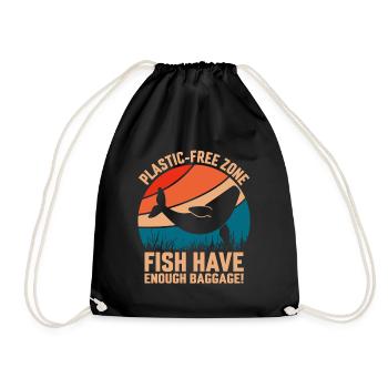 Zone sans plastique : les poissons ont assez de bagages - Sac de sport léger - noir - Devant