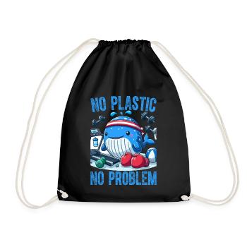Kein Plastik, kein Problem - Turnbeutel - Schwarz - Vorne