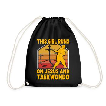 Cette fille court sur Jésus et le taekwondo - Sac de sport léger - noir - Devant