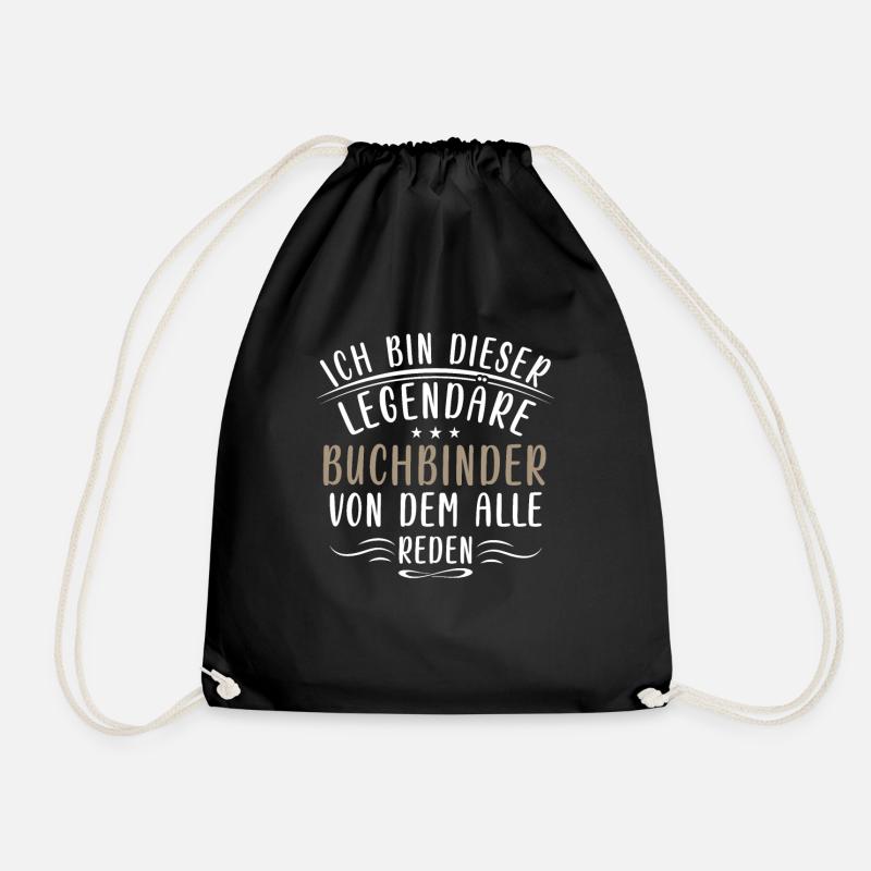 Lustige Buchbinder Sprüche Bücher Lesen Handwerk - Drawstring Bag - black