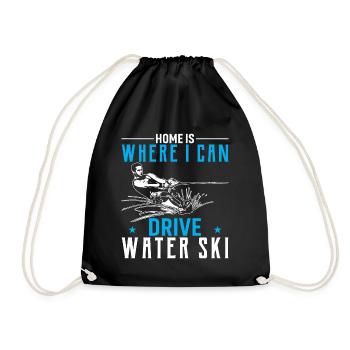 At home I am where I can water ski - Drawstring Bag - black - Front