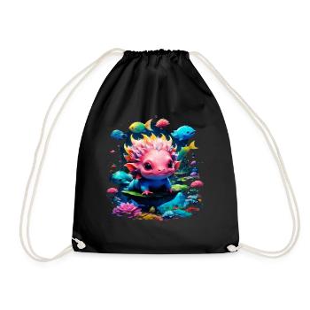 Axolotl - Drawstring Bag - black - Front