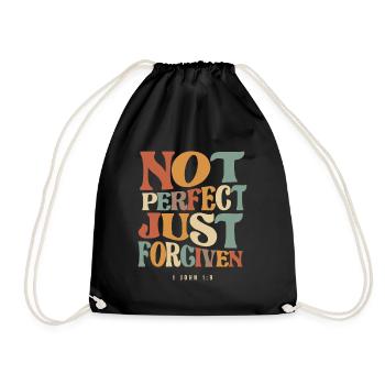 Not Perfect, Just Forgiven 1 John 1:9 Christian - Drawstring Bag - black - Front