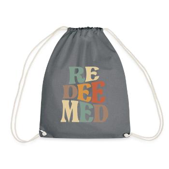 Redeemed Christian Quote - Faith and Redemption - Drawstring Bag - grey - Front