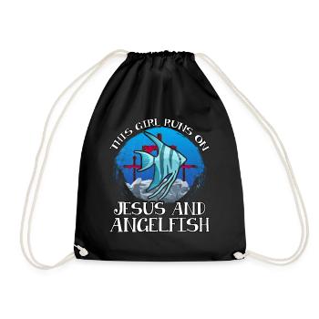 This Girl runs on Jesus and Angelfish - Drawstring Bag - black - Front