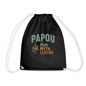 Papou The Man The Myth the Legend - Father's Day - Drawstring Bag - black - Front