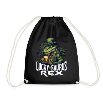 St. Patrick's Day Lucky Saurus Rex Dinosaurier - Turnbeutel - Schwarz - Vorne