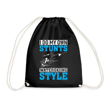 I Do My Own Stunts Waterskiing Style - Drawstring Bag - black - Front