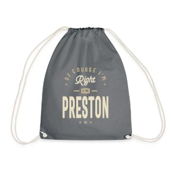 Bien sûr, j’ai raison, je suis Preston Custom Name - Sac de sport léger - gris - Devant