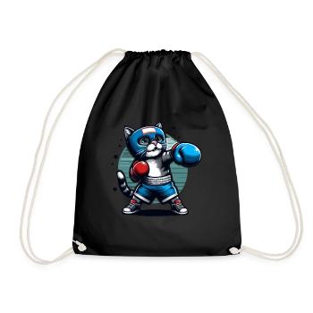 Boxing Cat - Drawstring Bag - black - Front