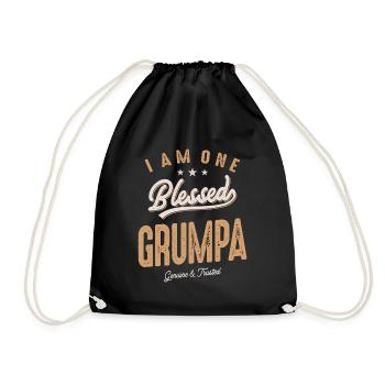 I Am One Bless Grumpa Funny Father's Day - Drawstring Bag - black - Front