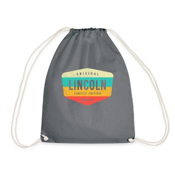 Lincoln Personalized Name - Lincoln - Drawstring Bag - grey - Front