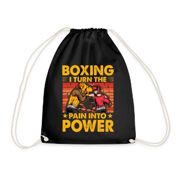 Boxe : Je transforme la douleur en puissance - Sac de sport léger - noir - Devant