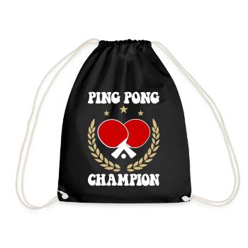 Ping Pong Champion Design Table Tennis and - Drawstring Bag - black - Front