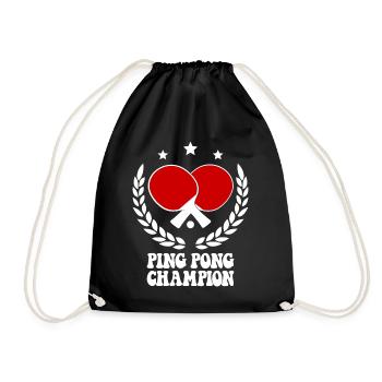 Ping Pong Champion Design Table Tennis and - Drawstring Bag - black - Front