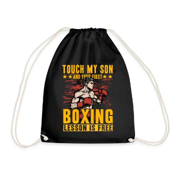 Touch my Son und Ihre erste Boxstunde ist kostenlos - Turnbeutel - Schwarz - Vorne