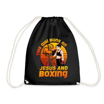 This Girl läuft auf Jesus und Boxen - Turnbeutel - Schwarz - Vorne