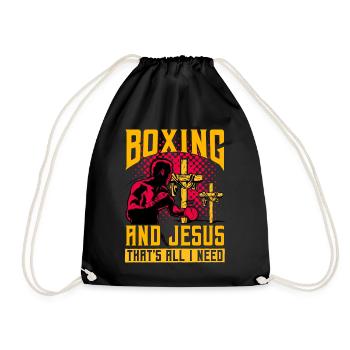 Boxen und Jesus, das ist alles, was ich brauche - Turnbeutel - Schwarz - Vorne