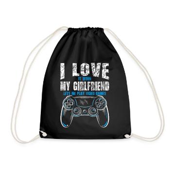 I love it when my girlfriend plays me - Drawstring Bag - black - Front