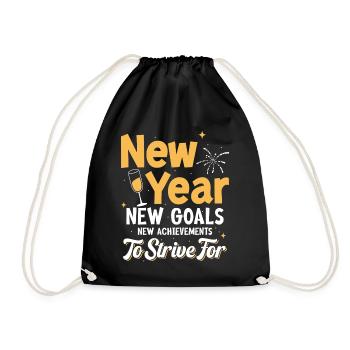New Year, New Goals, New Achievements To Strive Fo - Drawstring Bag - black - Front