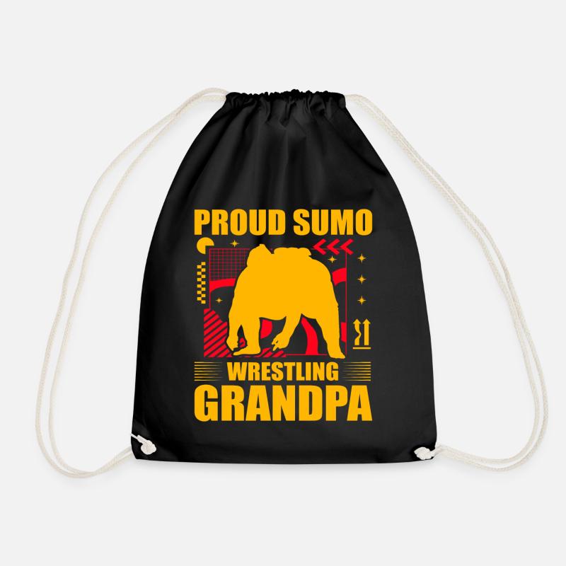 Proud Sumo Wrestling Grandpa - Drawstring Bag - black