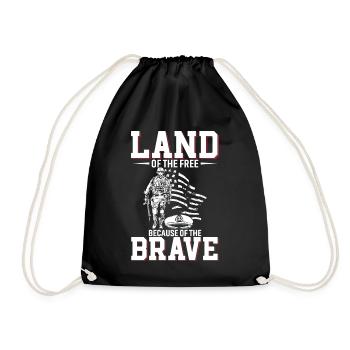 Land Of The Free, Because Of The Brave. - Drawstring Bag - black - Front