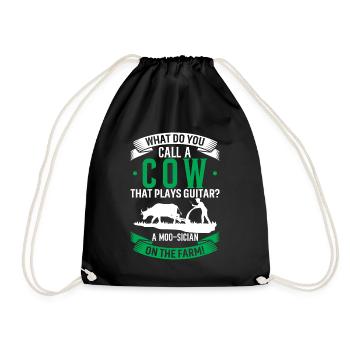 What Do You Call A Cow That Plays Guitar? A Moo-Si - Drawstring Bag - black - Front