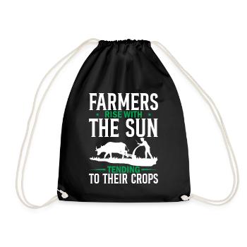 Farmers Rise With The Sun, Tending To Their Crops - Drawstring Bag - black - Front