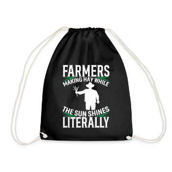 Farmers: Making Hay While The Sun Shines, Literall - Drawstring Bag - black - Front