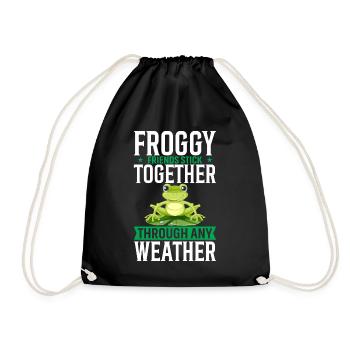 Froggy Friends Stick Together Through Any Weather. - Drawstring Bag - black - Front