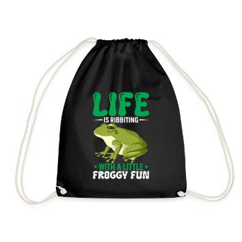 Life Is Ribbiting With A Little Froggy Fun - Drawstring Bag - black - Front