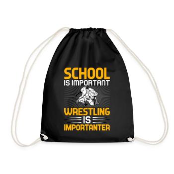 Schule ist wichtig, aber Wrestling ist wichtiger - Turnbeutel - Schwarz - Vorne
