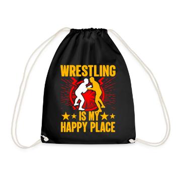 Wrestling ist mein glücklicher Ort - Turnbeutel - Schwarz - Vorne