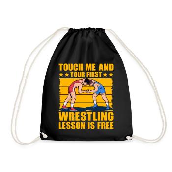 Touch me and your first Wrestling lesson is free - Drawstring Bag - black - Front