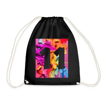 NO. 11 NUMBER 11 COLORFUL 11TH BIRTHDAY - Drawstring Bag - black - Front