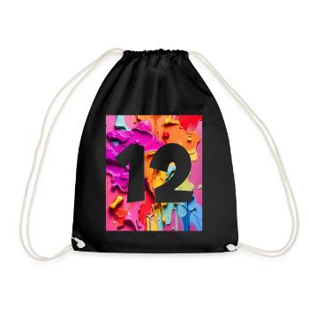 NON. 12 NUMÉRO 12 COLORÉ 12E ANNIVERSAIRE - Sac de sport léger - noir - Devant