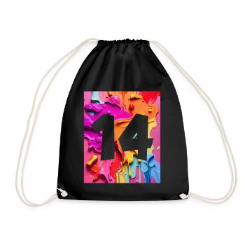 NON. 14 NUMÉRO 14 COLORÉ 14E ANNIVERSAIRE - Sac de sport léger - noir - Devant