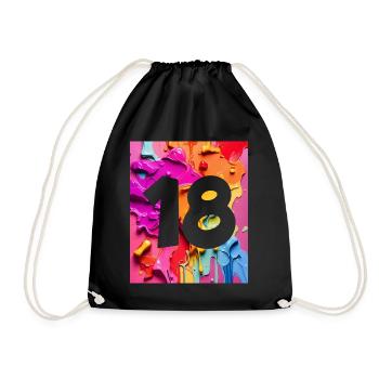 NO. 18 NUMBER 18 COLORFUL 18TH BIRTHDAY - Drawstring Bag - black - Front