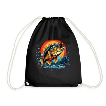 Bass Fish - Drawstring Bag - black - Front