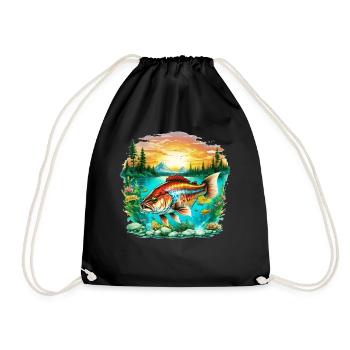 Bass Fish - Drawstring Bag - black - Front