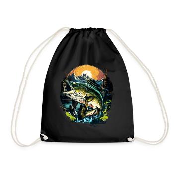Bass Fish - Drawstring Bag - black - Front