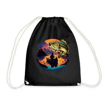 Bass Fish - Drawstring Bag - black - Front