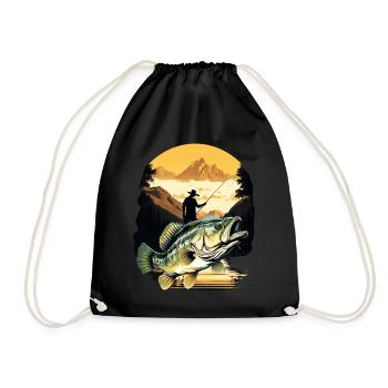 Bass Fish - Drawstring Bag - black - Front